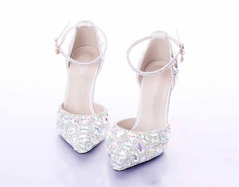 Elegant Crystal Rhinestone Gladiator Sandals for Women - Perfect for Weddings, Parties, and Graduations